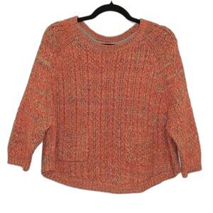 Anthropologie Orange Marled Scoopneck Pullover